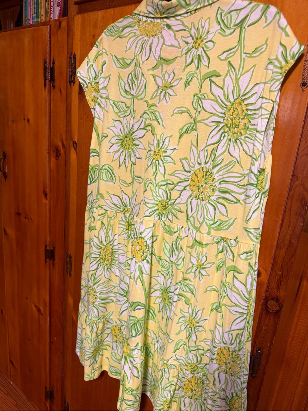 Lilly Pulitzer Yellow & Green Floral Tiered Shirt Dress - Picture 3 of 4